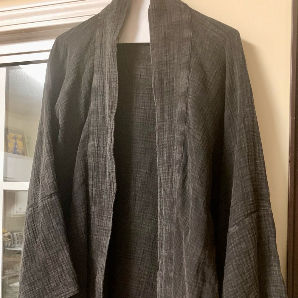 New Gray Wash 100% Cotton Kimono Style Jacket
